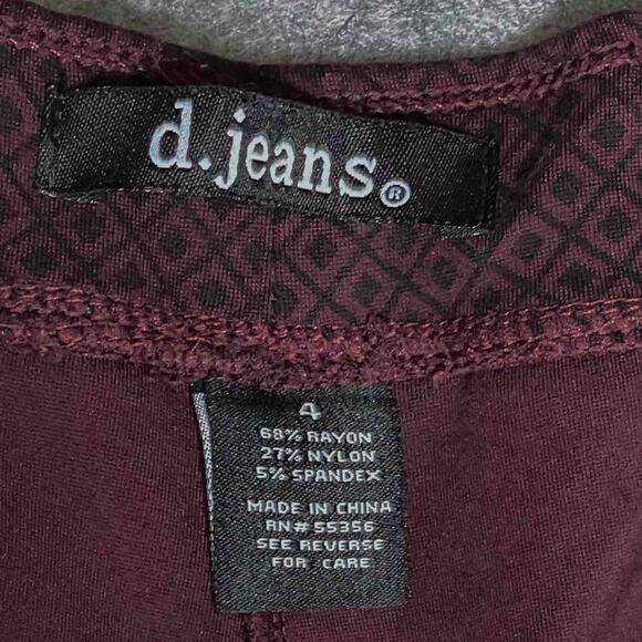 Women's D. Jeans Mid Rise Pull On Slim Ankle Leggings Purple Printed Size 4 - Picture 3 of 6